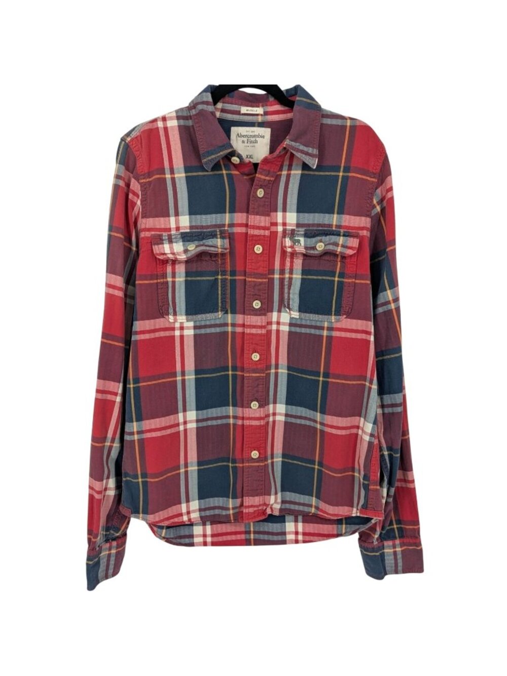Vtg Abercrombie & Fitch Plaid Flannel Button Up Shirt Long Sleeve Heritage XXL